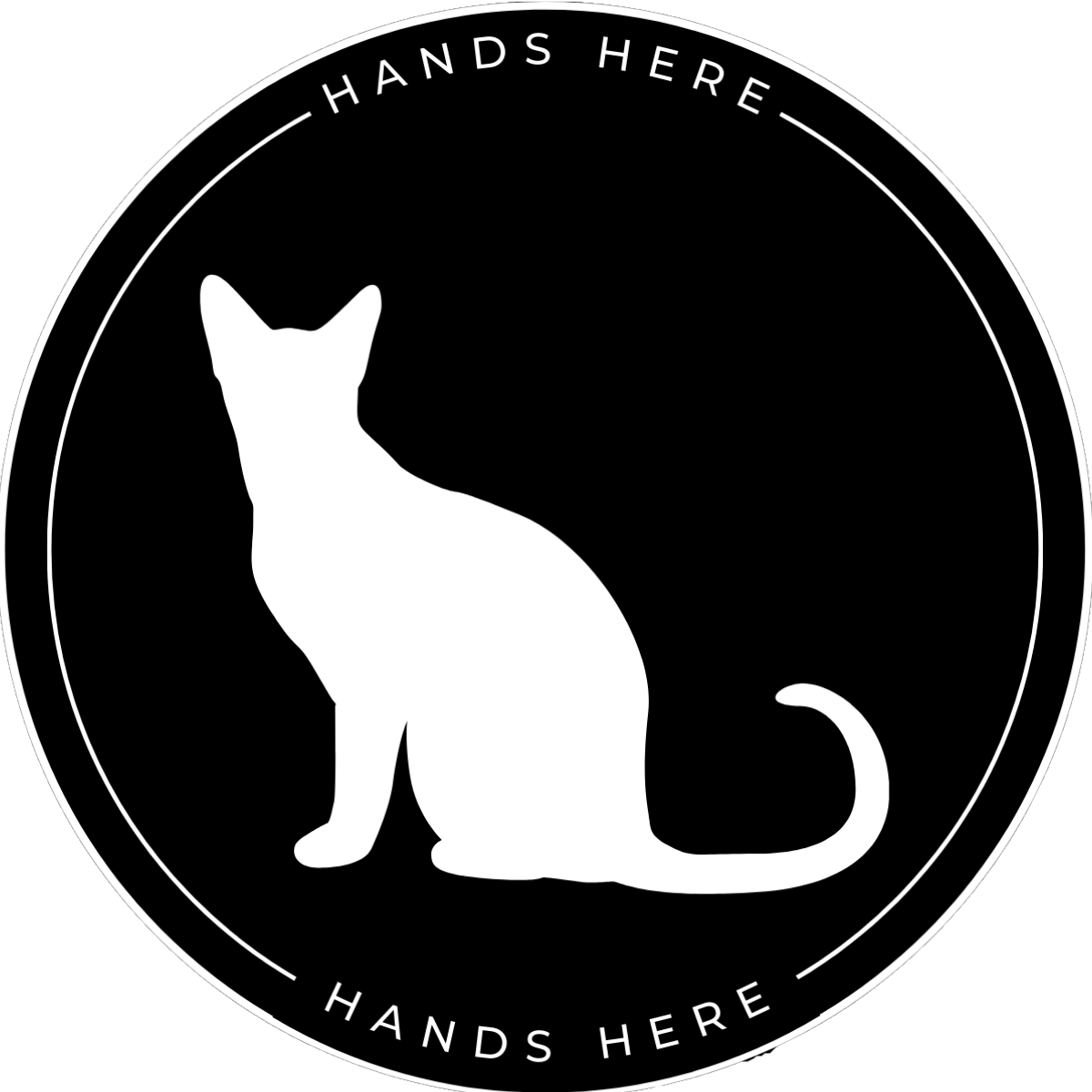 Black Hands Here Cat Decal or Magnet design side B