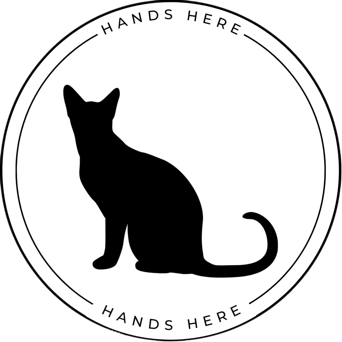 White Hands Here Cat Decal or Magnet design side B