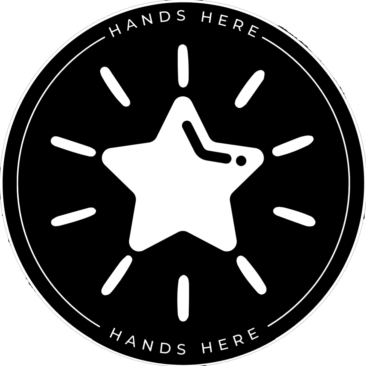 Black Hands Here Star decal or magnet design, side B