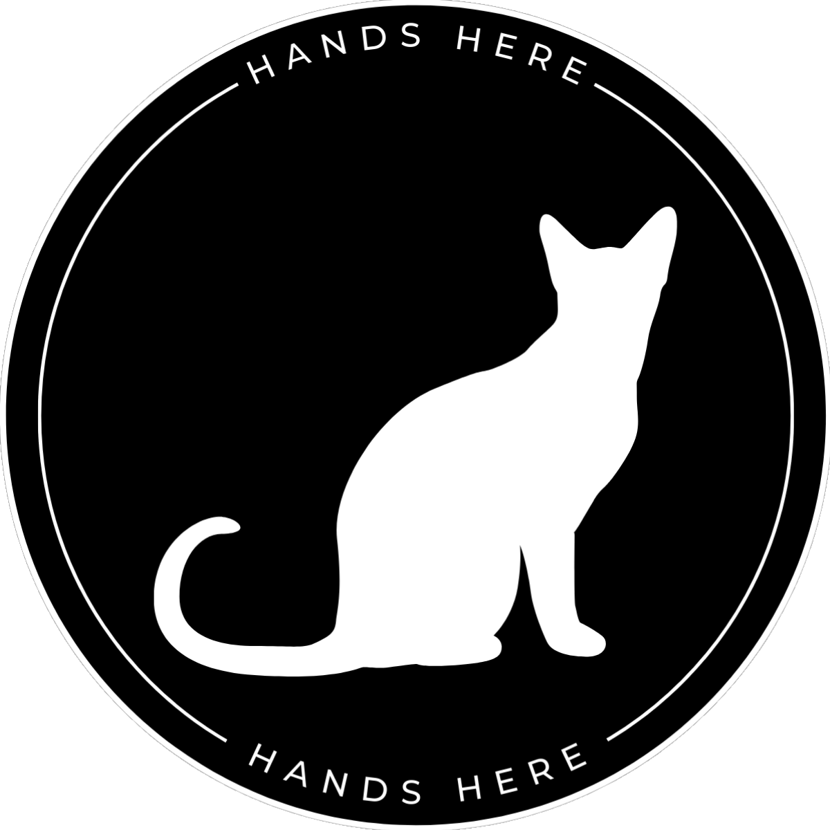 Black Hands Here Cat decal or magnet design side A