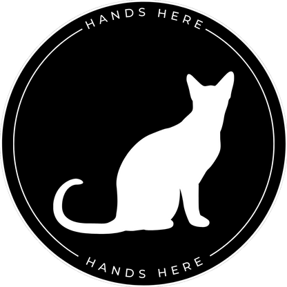 Black Hands Here Cat decal or magnet design side A
