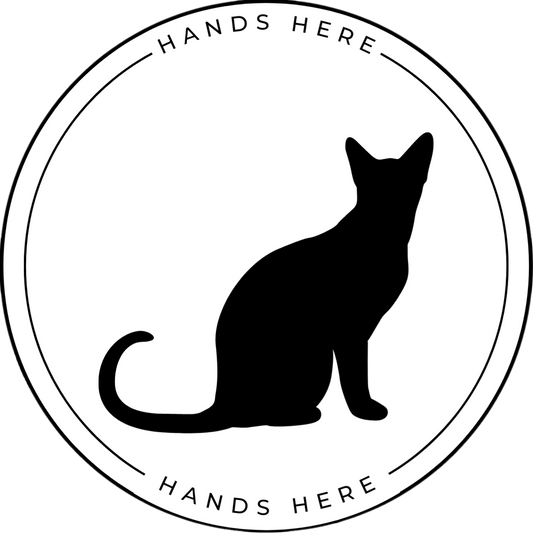 White Hands Here Cat Decal or 
Magnet design side A