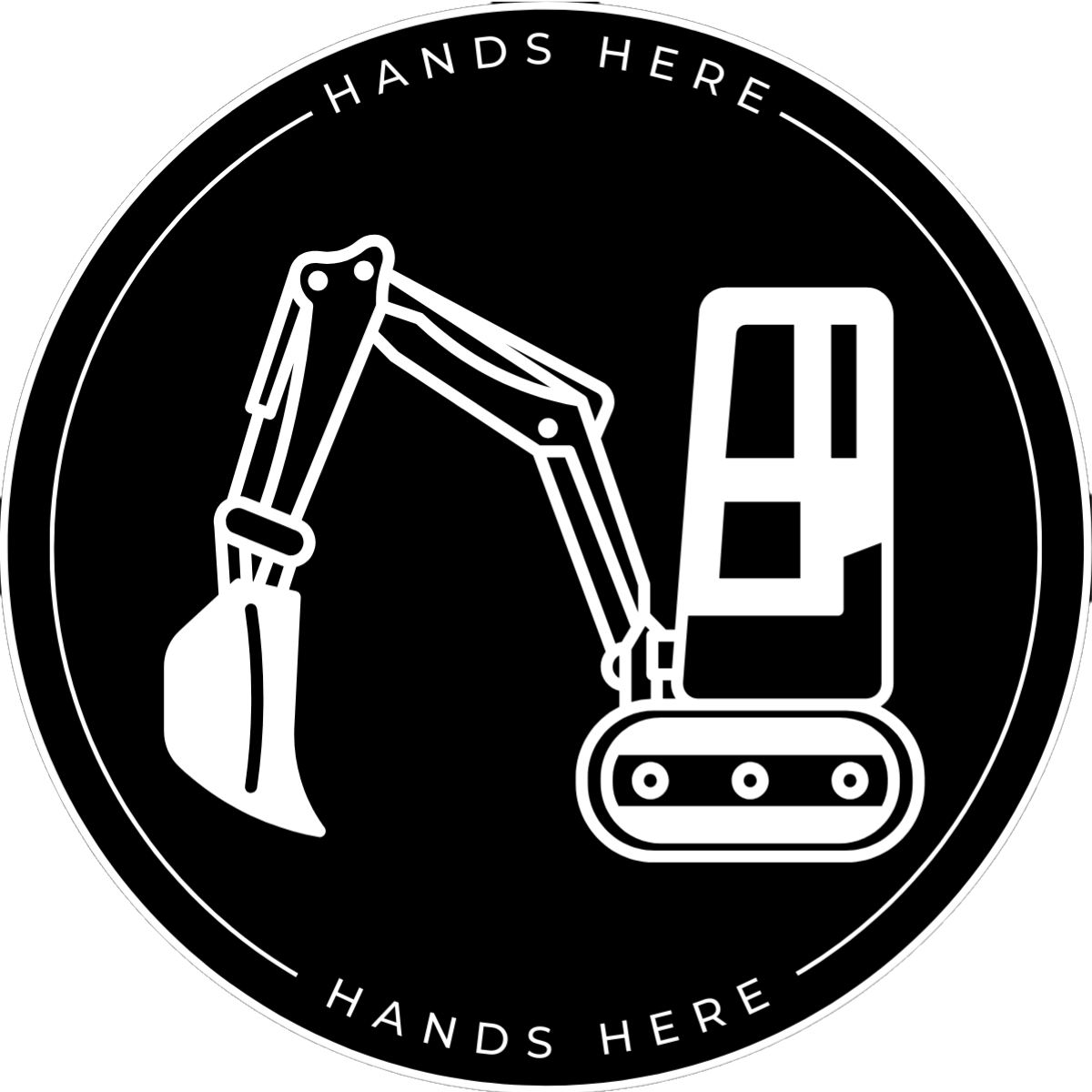 Black Hands Here Digger decal or magnet design side A