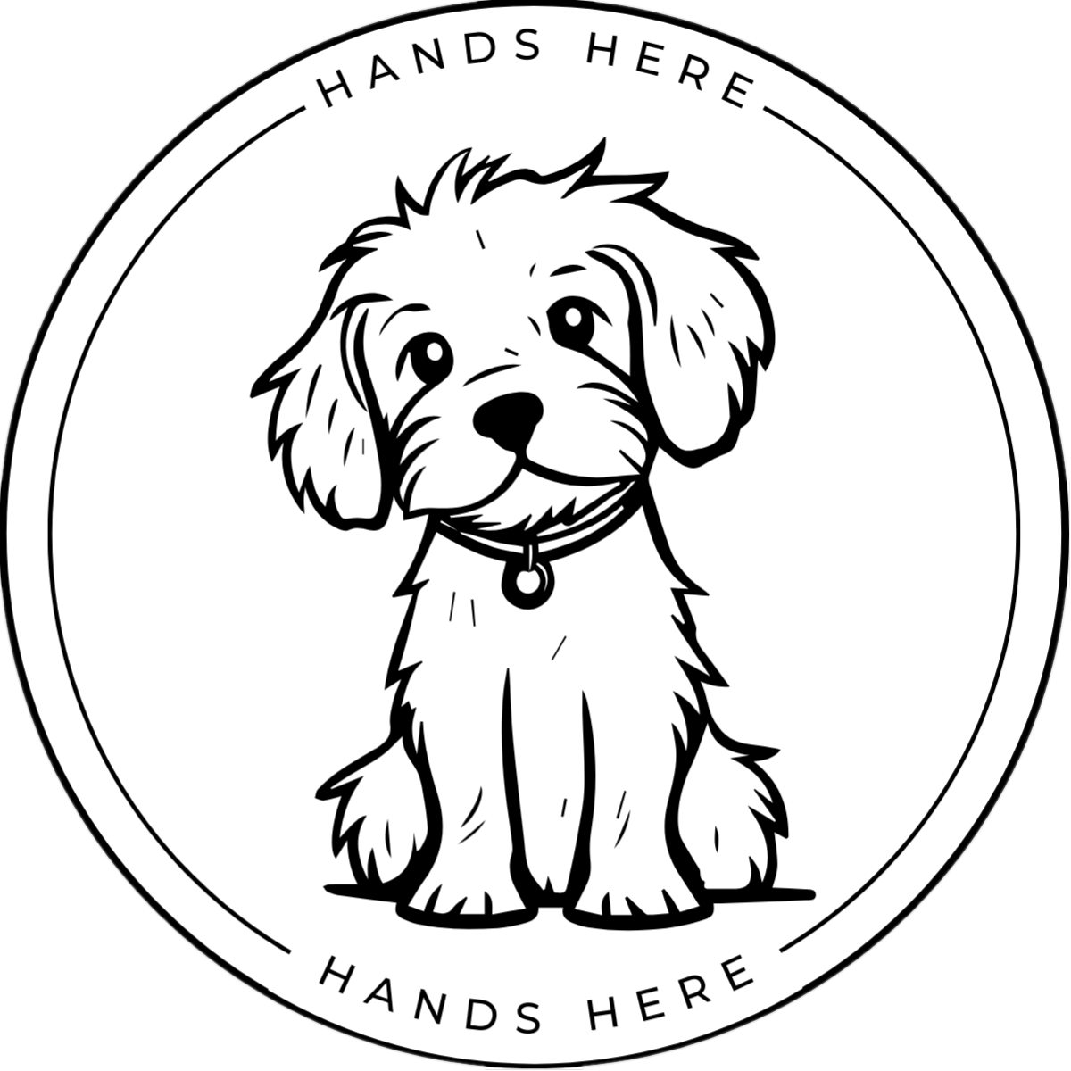 White Hands Here Dog decal or magnet design, side A
