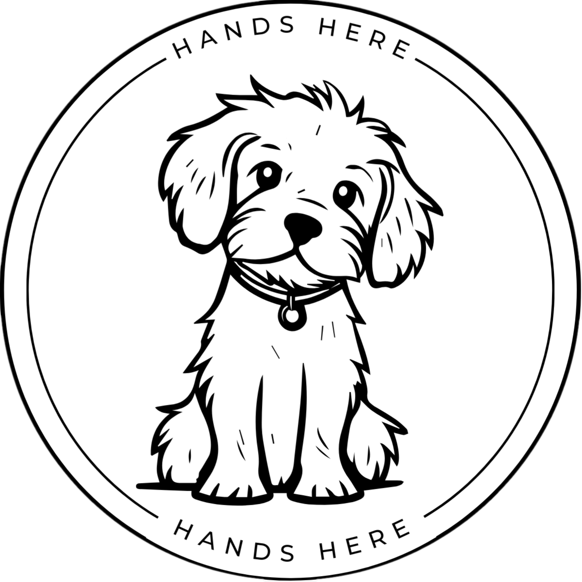 White Hands Here Dog decal or magnet design, side B