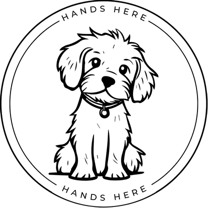 White Hands Here Dog decal or magnet design, side B