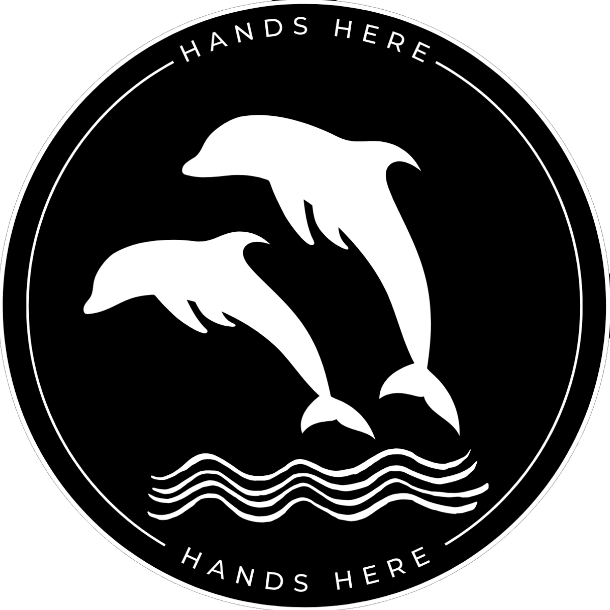 Black Hands Here Dolphin decal or magnet design, side B