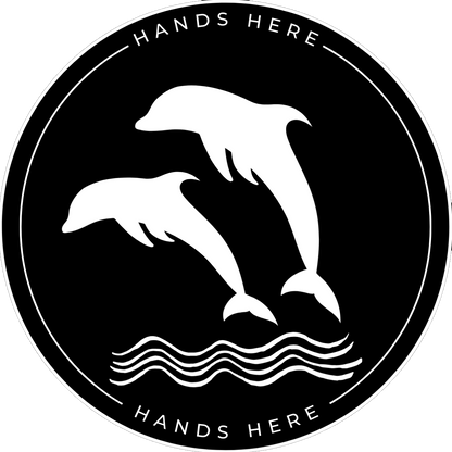Black Hands Here Dolphin decal or magnet design, side B