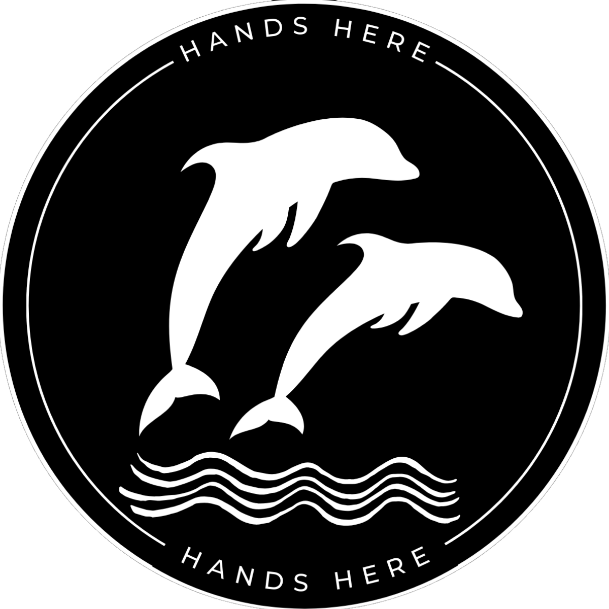 Black Hands Here Dolphin decal or magnet design, side B