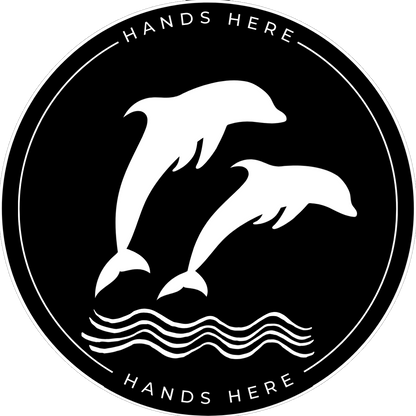 Black Hands Here Dolphin decal or magnet design, side B
