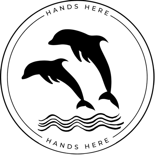 White Hands Here Dolphin decal or magnet design, side A