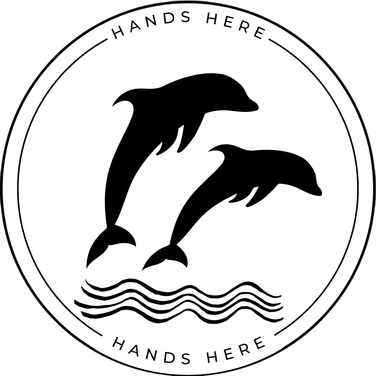 White Hands Here Dolphin decal or magnet design, side B
