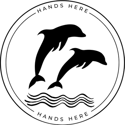 White Hands Here Dolphin decal or magnet design, side B