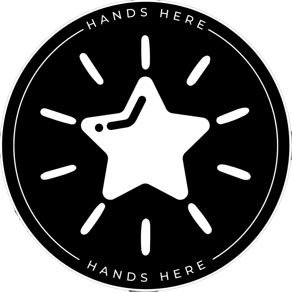Black Hands Here Star decal or magnet design, side A