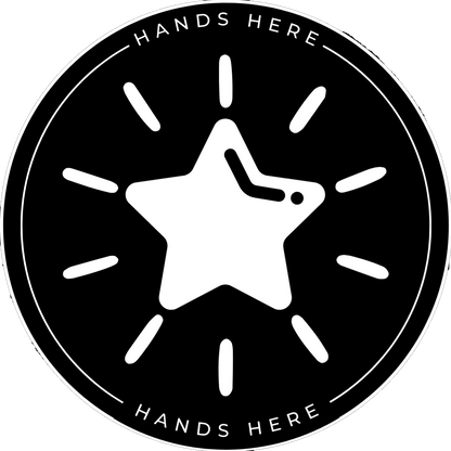 Black Hands Here Star decal or magnet design, side B