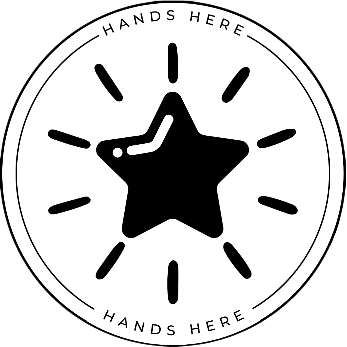 White Hands Here Star decal or magnet design, side A
