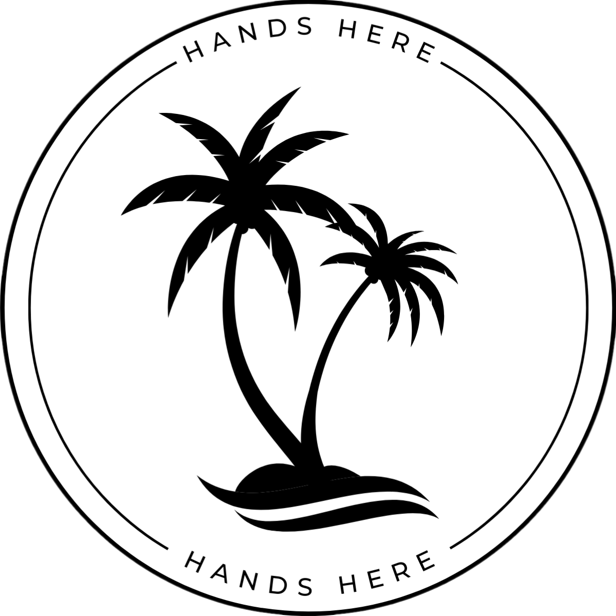 White Hands Here Palms decal or magnet design, side A