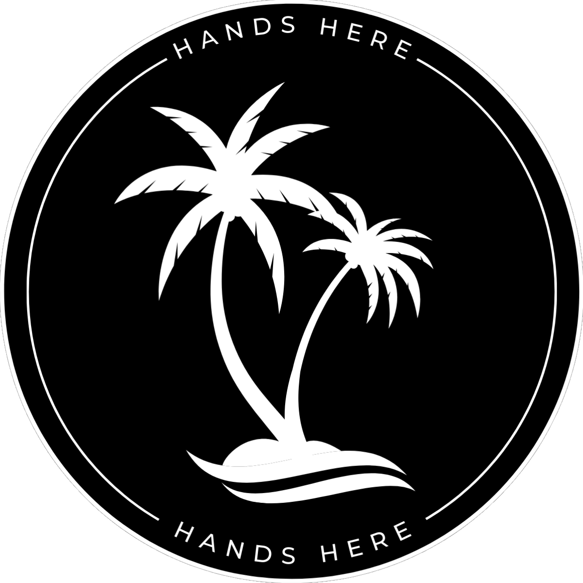Black Hands Here Palms decal or magnet design, side A