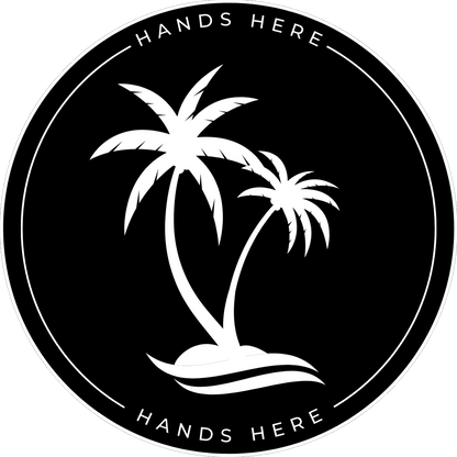 Black Hands Here Palms decal or magnet design, side A