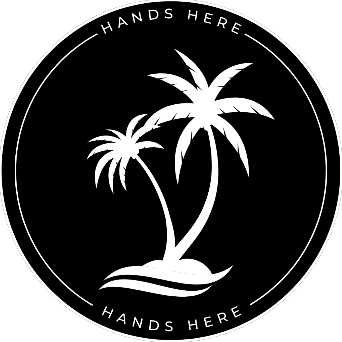 Black Hands Here Palms decal or magnet design, side B