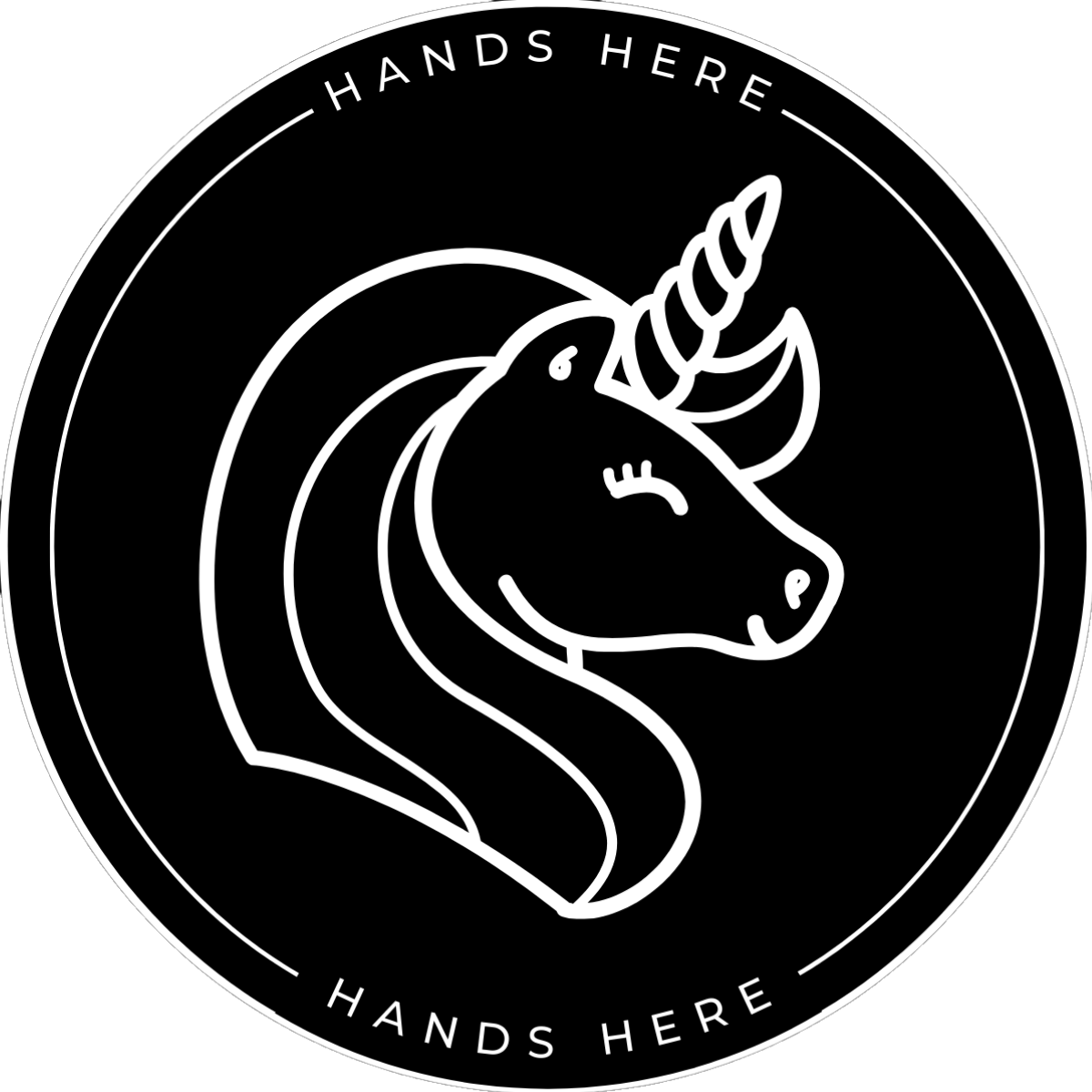 Black Hands Here Unicorn decal and magnet design side B