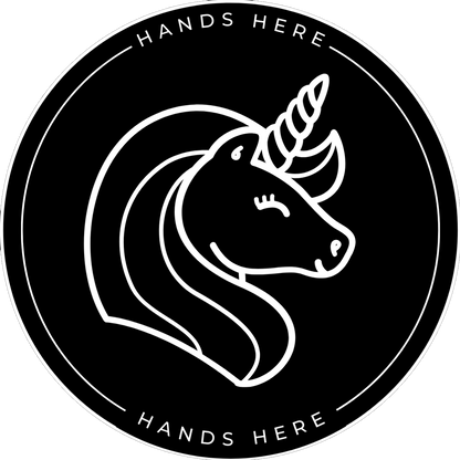 Black Hands Here Unicorn decal and magnet design side B