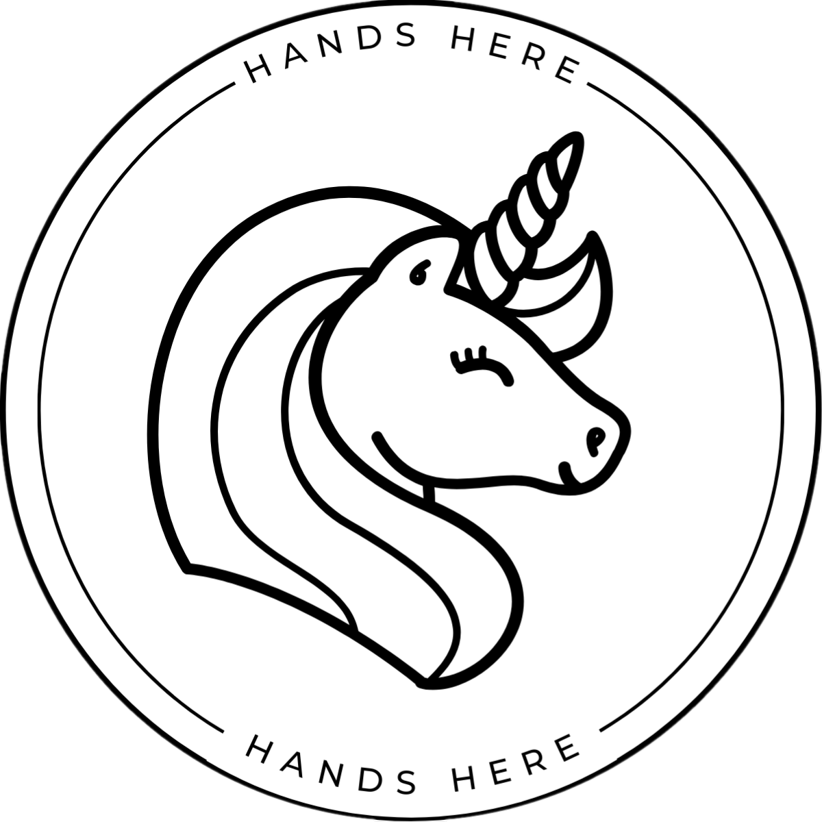 White Hands Here Unicorn decal and magnet design side B