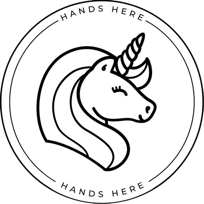 White Hands Here Unicorn decal and magnet design side B