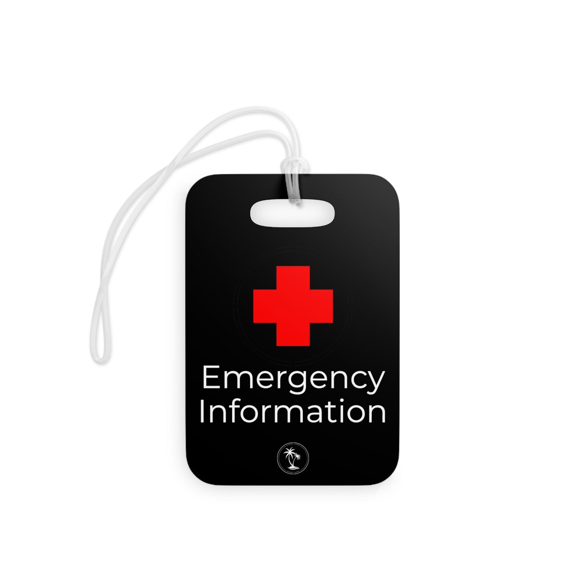 Black Hands Here Emergency Medical Information Tag, front