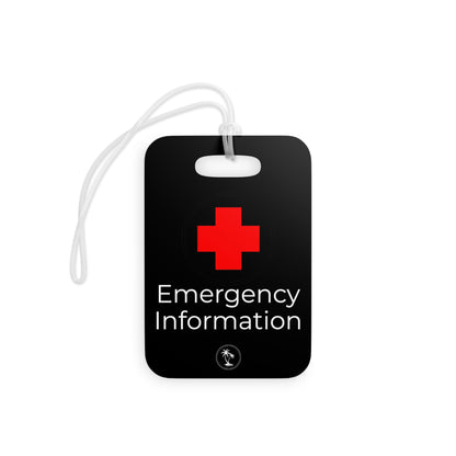 Black Hands Here Emergency Medical Information Tag, front